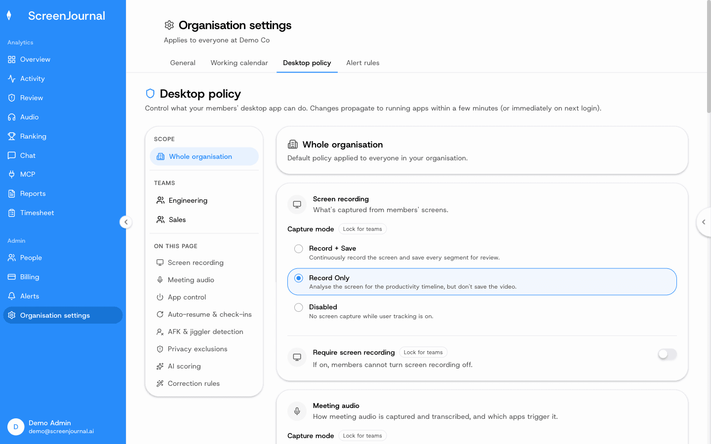 Desktop policy